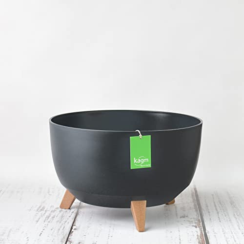 KAGM Blumentopf, Pflanzschale mit Füßen, runde Blumenschale, Blumenkübel, Pflanzkübel, Pflanzgefäß für Balkon, Wohnzimmer, Ø 39,5cm Schwarz