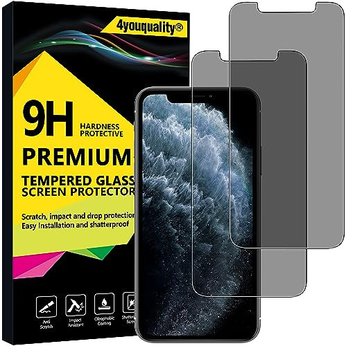 4youquality Privacy Screen Protector for iPhone 11 Pro & XS/X (5.8-Inch), Anti Spy Tempered Glass Film, 2-Pack, Lifetime Support