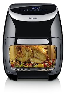 SEVERIN FR 2446 Friggitrice ad aria multifunzione, Friggitrice aria con 11 litri di capacità e controllo touch, Friggitrice senza grassi con numerosi accessori, Nero