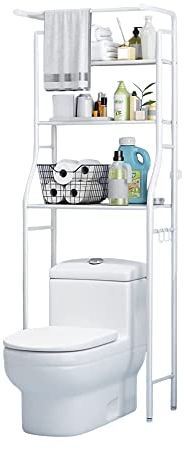 MAGIC SELECT Estantería de Baño sobre Inodoro | Estante de Almacenamiento Impermeable | Estante Organizador Multiusos | Ahorra Espacio con 3 Baldas | Patas Ajustables en Altura