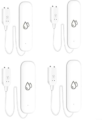 für Tuya Smart WiFi Leckage Wasseralarm, Wasserleck-Detektor, mit für Smart Life APP Fernbedienung Benachrichtigung für Küche, Keller, Garage, Baserom, 4 Stück