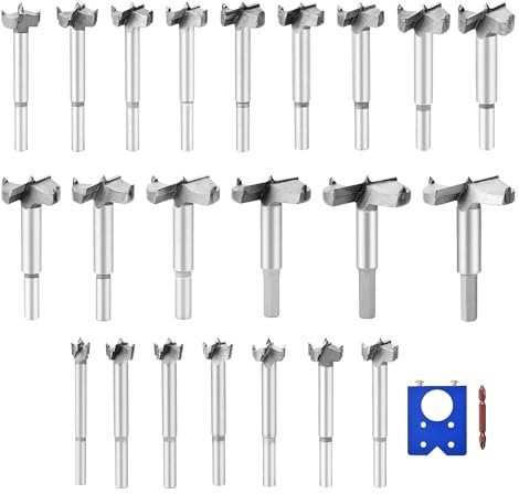 22 Pcs Forstner Drill Bit Set 10-54mm (2/5 to 2-1/8) Wood Hole Saw,Wood Cutter for Woodworking (22PCS Set (10-54mm))