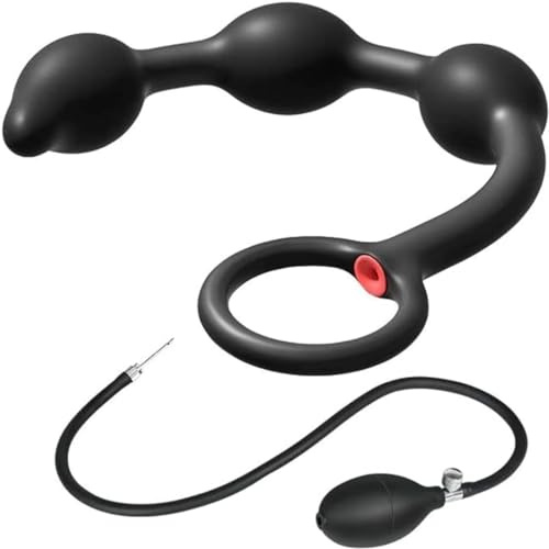 COOFINE Inflatable Anal Beads Expand Silicone Inflatable Anal Butt Plug with 3 Balls Detachable Needle Adjustable Size Adult Sex Toy for Gay Lesbian Couple Masturbation