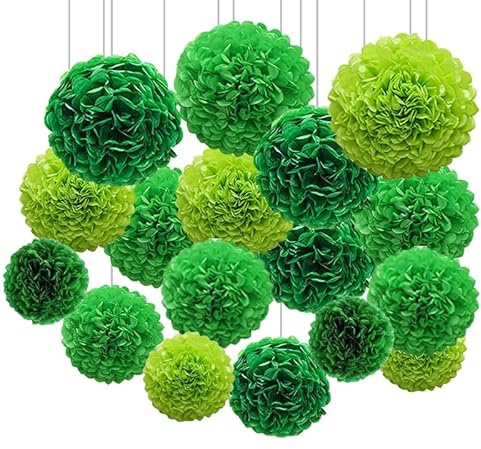 Pompons Deko 12 Stück Seidenpapier Pompons 3 Größen Deko Pompons für Gartenparty Deko, Hochzeitsparty-Dekorationen, Vintage-Partys