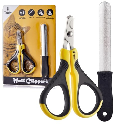 Thunderpaws Professional-Grade Cat Nail Clippers with Angled Tip - Nail File Included - Suitable for Cats and Small Animals