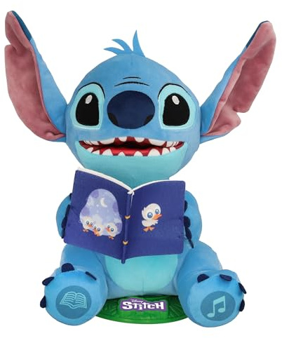 Stitch Storyteller Disney, interaktives Plüschtier von Lilo & Stitch, der 4 Lieder singt und 4 Geschichten auf Französisch erzählt, mit Nachtlicht, Geschenk für Kinder ab 3 Jahren