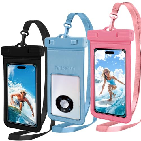 YSYONBOE Custodia Impermeabile Smartphone, 3 Pezzi IPX8 Universale Subacquea Cover Cellulare Borsa Impermeabile per iPhone 15 Pro Max Plus Samsung/Xiaomi/Huawei