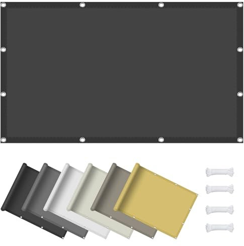Vela Ombreggiante 80 x 360 cm Tenda a Vela Ombreggiante Telo, Rettangolare Impermeabile con Occhielli, Protezione Raggi UV 98%, per Giardino Terrazzo e Campeggio, Grigio Scuro