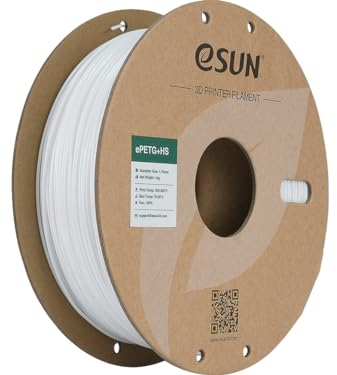 eSUN PETG Filament 1.75mm, PETG+HS Hochgeschwindigkeits 3D Drucker Filament, Maßgenauigkeit +/- 0.03mm, 1KG Spule (2.2 LBS) Schnelligkeit PETG für 3D High Speed Drucker (Einfarbig Weiß, 1KG)