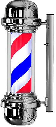 Poste De Peluquero 57 Cm Giratorio Rayas LED Luz Peluquería Señal Abierta Rojo Blanco Azul Negro Impermeable, Rojo Azul Blanco