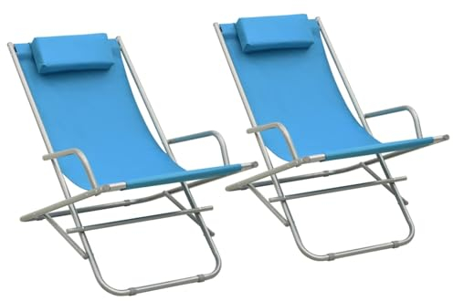 JUDYY Schaukelstühle 2 STK. Stahl Blau, Schaukelsessel, Sessel Wohnzimmer, Stillsessel, Schwingsessel, Ohrensessel, Tv Sessel, Rocking Chair, Relaxsessel