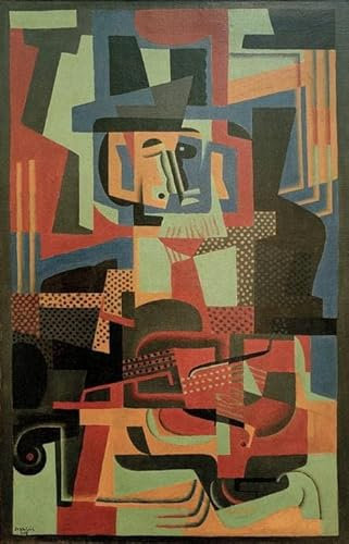 EQVRDCUW Klassische Malerei Wandkunst Leinwanddrucke Leinwand K unstwerk Der Mann Mit Der Geige Von Juan Gris Ölgemälde Kunstdruck für Bürodekoration 60x90cm