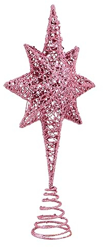 Beatifufu de Puntas para Árbol de Navidad Decoración de Copa Topper de Alambre de Hierro Polvo Fácil de Instalar 1 Pieza (Rosa)