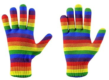 HZCRAES Winterhandschuhe Für Damen – Y2K-Stil, Regenbogen-Streifen-Druck, Atmungsaktive Strickhandschuhe, er Arbeitsschutz, Gartenhandschuhe, Touchscreen-Handschuhe Für Outdoor-Sport, Bunt, E