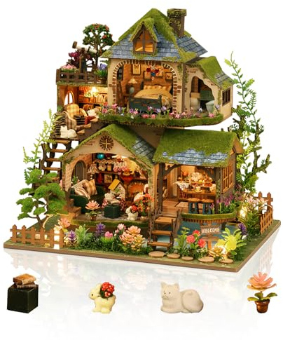 Foyucool DIY Miniatur Haus Bausatz für Erwachsene, Burgwald Abenteuer | Mit LED-Beleuchtung & Miniatur-Möbeln, Gemütliches Deko-Bastelset, Einzigartiges Geschenk zu Weihnachten & Geburtstagen