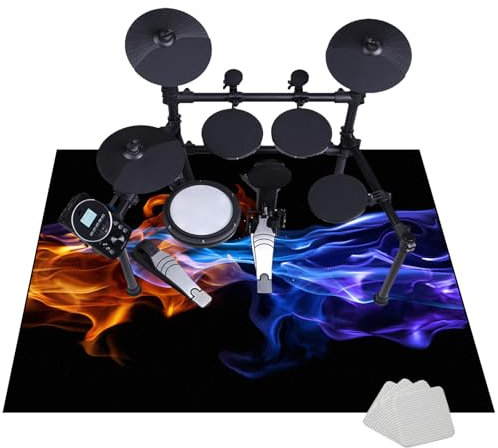 Schlagzeugteppich Elektrisches Schlagzeug Teppich Drum Teppich Professionelles rechteckiges Schallschutz Trommelmatte Music Carpet Innen und Außen Trommelteppich für Studio Wohnung 120 x 80 cm