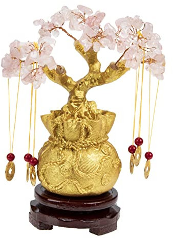 Zerodeko Kristall Geldbaum Feng Shui Deko Baum Aus Natürlichem Kristall Für Tisch Büro Und Zuhause Mit Glücksanhänger Und Sockel Dekoratives Feng Shui Accessoire Für Wohlstand Und Reichtum