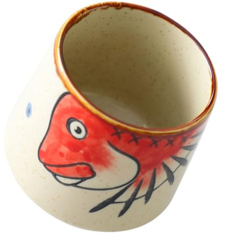 Cabilock Taza De Sake Japonesa De Cerámica Sin Asa Pintada a Mano, Diseño Estilo Japonés Vintage, Tamaño Grande, Material Cerámico Fácil De Limpiar, para Restaurante De Sushi y Uso Diario