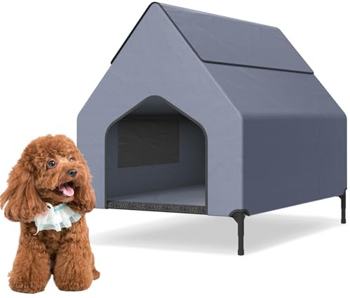 NAIZY 2-in-1 Hundehütte S Größe Kundehütte Outdoor, 91 x 65,5 x 86,5 cm Hundebett aus Oxford-Material & Atmungsaktives Netzgewebe mit Dach Hundeliege Katzenhöhle Haustier Shelter