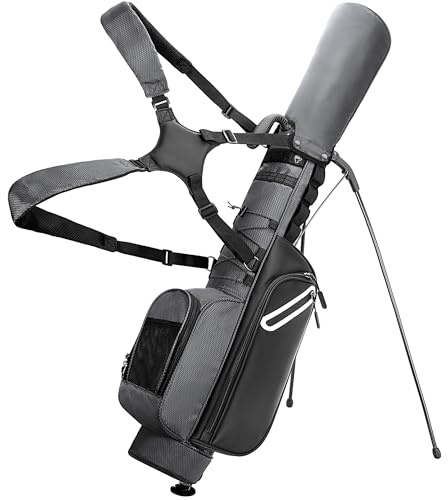 GOBUROS Bolsa de club de golf para hasta 7 clubes, diseño compacto para campos par 3 y drivingrange, bolsa de golf ligera y pitch putt (Negro)