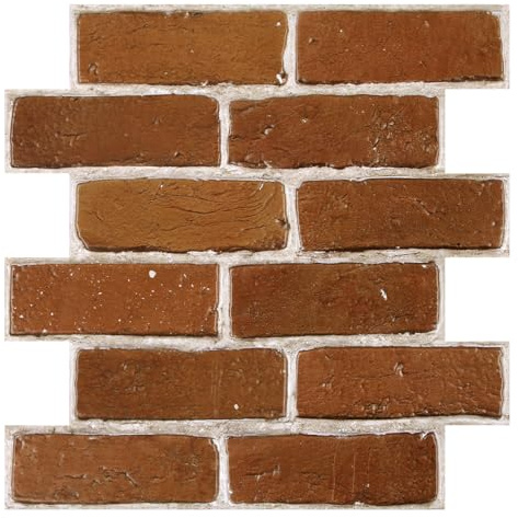 Commomy Panneaux Muraux 3D Fausse Brique Murale, 10 Pièces | Panneau Mural Décoratif Revêtement Mural, 30 × 30 cm, Dalle PVC Adhesive Murale Pour Salon Chambre à Coucher Cuisine