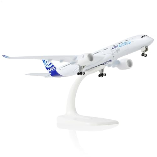 QIYUMOKE 1/300 A350-900 prototypflygplan modell tillverkad av formgjuten metall med utställningsstativ, fulllegeringsmaterial för Airbus A350 modellflygplan (7,8 tum L), för vuxna flygfantaster