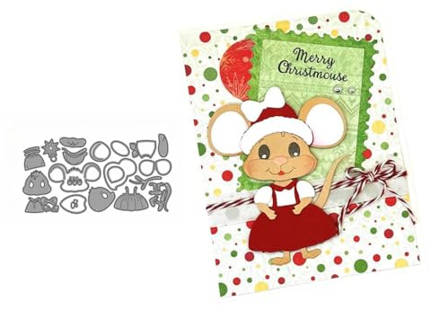 Weihnachtsmaus Stanzschablone, Metall Stanzformen Set für Kartenherstellung | Stanzbögen, Die Cuts für DIY Scrapbooking, Fotoalbum, Journale Prägungen,Karten Dekorative