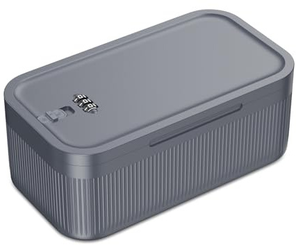 Ankilo Lockable Storage Box with Code, Portable Lock Box Medicine, Grey | Food-grade BPA-free plastic safe for meds & snacks. Fits fridge, office, or home to secure phones and pills.Develop a habit