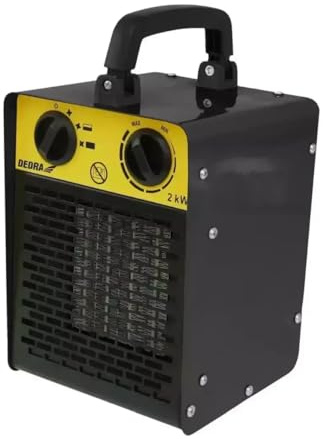 DEDRA Elektrische Heizung Heizfläche 20 m² – Quadratische 2,0 kW, keramisch PTC-Heizelement, für gut isolierte Räume, Thermostat, Überhitzungsschutz, drei Betriebsarten, leiser Betrieb