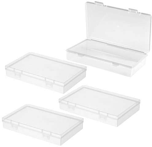 4 Pezzi Scatole Plastica con Coperchio Piccole,Contenitori Plastica Piccoli | 14,5 × 8,8 × 3 CM,Contenitore in PP per Minuterie,Porta Perline,per Pillole,Erbe Aromatiche,Gioielli,Altri Piccoli Oggetti
