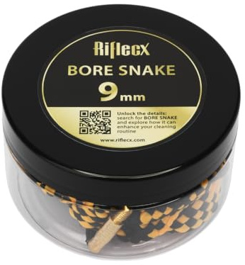 RifleCX - Laufreiniger - Schnur zur Waffenreinigung - mit 2 Bronzebürsten, Wiederverwendbar, Länge 215 cm - zur Entfernung von Schmutzresten aus dem Lauf - Bore Snake