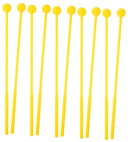 LIFKOME Baquetas para de Lengua Amarillas 10 Piezas de Plástico | Marimba, Accesorio de Percusión, Ligero y Resistente Deformación, Buen Tono