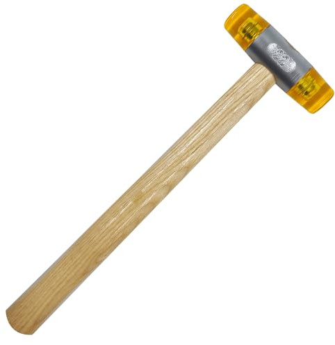NBCYUNER 22 Oz CA Plastic Nylon Rubber Hammer with Wooden Handle, Double-Sided Safety Industrial Hand Hammer, Yellow