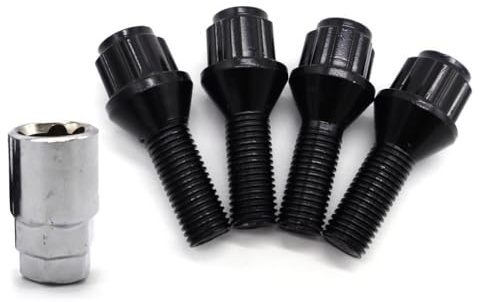 Bulloni per Cerchi in Lega per Serie 1 per E81 E82 E87 E88 Bulloni di bloccaggio per Cerchi in Lega per Auto Dadi per Cerchi Nero M12x1,5 17mm