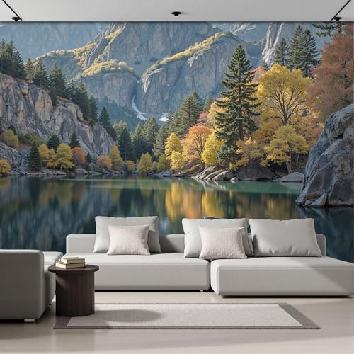 Natürliche Seen Und Berge Fototapete Waldlandschaft 200X140Cm Tapete Dunkelgrün Tapeten Wanddeko Wohnzimmer Wandbild Moderne Schlafzimmer Wandtapete Ornamente Mustertapete