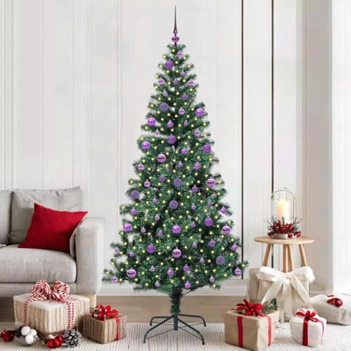 Generico Árbol de Navidad artificial con luces integradas de color verde, 210 cm, árboles de Navidad, 3396781