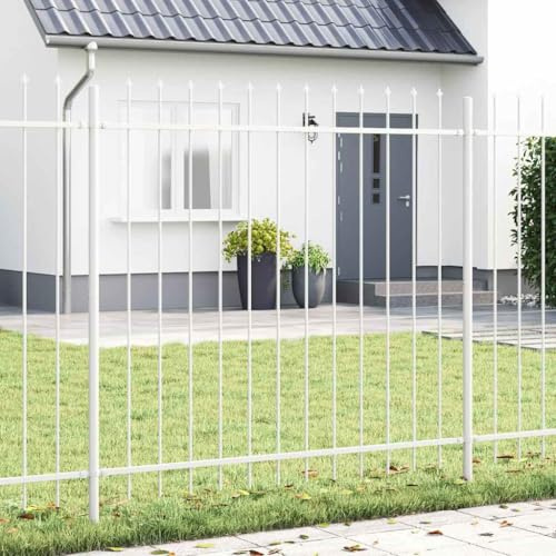 Ordellia Gartenzaun Woerden Weiß 1,7 x 1,5 m Pulverbeschichteter Stahl Zaunfeld Sichtschutz Metall Trennwand Terrasse Balkon Garten mit Sicherheit und Privatsphäre