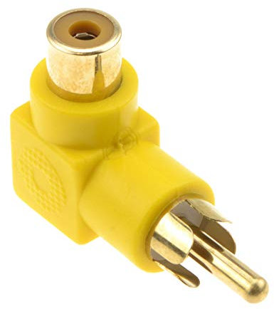 kenable Right Angled RCA Phono Adapter Yellow Video Plug to Socket Gold Plated