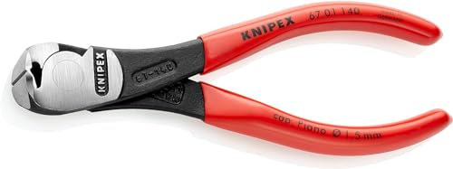 Knipex Tronchese per Meccanica con Tagliente Frontale - Tipo Forte Bonderizzata Nera, Rivestiti in Resina Sintetica 140 Mm (Confezione Self-Service/Blister) 67 01 140 Sb
