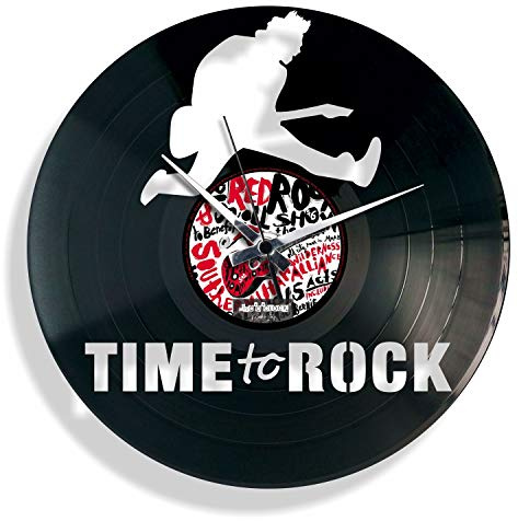 DISCOCLOCK Shallplattenuhr Time to Rock - Lautlos Wanduhr, einfach aufzuhängen. 100% Made in Italy Handwerkliches Produkt