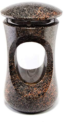 Afterglow Massive Grablampe Deluxe aus echtem Granit Granit Aurora Finnland Höhe 26 cm/Ø 15 cm cm Grableuchte Grablicht Grablampe Granitlampe Granitlaterne Bronze mit Sockel Grabschmuck