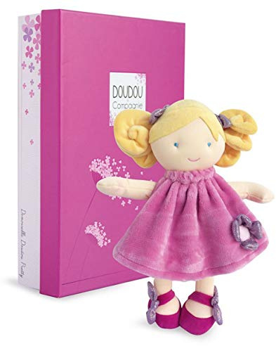 JOLIJOU - Poupée Doudou de Chiffon - Demoiselle Pretty - 28 cm - Rose - Douceur & Réconfort - Avec Boîte Cadeau Prêt à Offrir - Poupée Peluche pour Enfants - Idée Cadeau pour Anniversaire - DC3132