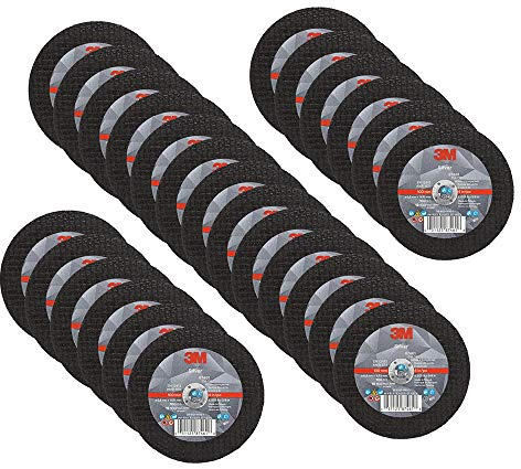 3M Silver Cut-Off Wheel, 87461, T1, 4 in x .035 in x 3/8 in, Pack of 25, Precision Shaped Grain, Pipe Cutting, Stainless and Mild Steel, Metal Fabrication, Metalworking