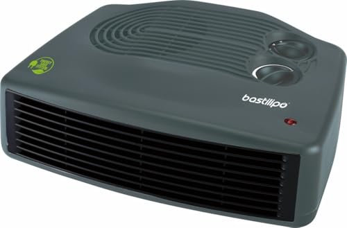 Bastilipo - Stufa orizzontale in ceramica a basso consumo, 750/1500W, termostato, THP-1500PTC