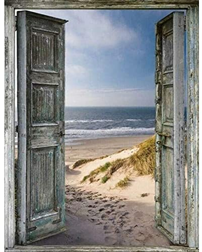 Cukol Kreuzstich Stickpackungen Vorgedruckt Set Erwachsene, Tür Stickvorlagen Stickbilder Vorgedruckt Kreuzstich Stickpackung zum Sticken Starter Set für Erwachsene Kinder Anfänger, Cross Stitch Kit