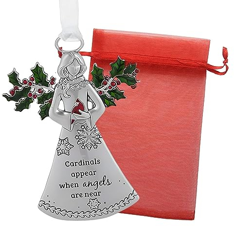 Ganz U.S.A., LLC Engel mit Stechpalmen-Kardinals erscheinen, wenn Engel in der Nähe sind, Ornamente, Weihnachtsbaumdekoration, Geschenke, präsentiert in einer roten Weihnachtstüte und Geschenkbox