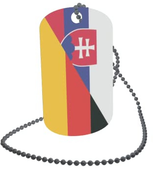 U24 Dog Tag Erkennungsmarke ID Tag an Kette Flagge Slowakei-Deutschland Alu 30 x 50 mm