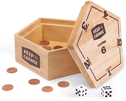 GoSports Keep The Change - Tabletop Coin Drop Dice Game, Includes 2 Dice and Game Rules