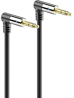 Sonero® premium cable de audio con 2 enchufes de 90 °, conector de 3,5 mm, 1,00 m, contactos chapados en oro, negro
