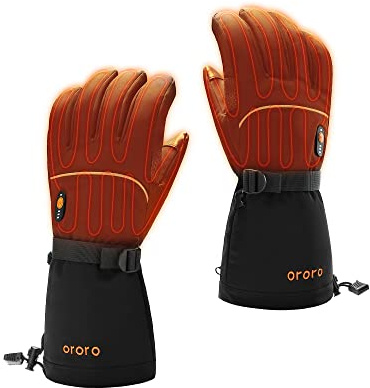 ORORO Beheizbare Handschuhe Damen Herren, Akku Beheizte Handschuhe zum Motorrad Skifahren und Wandern - Ladegerät Nicht Enthalten (Schwarz, M)